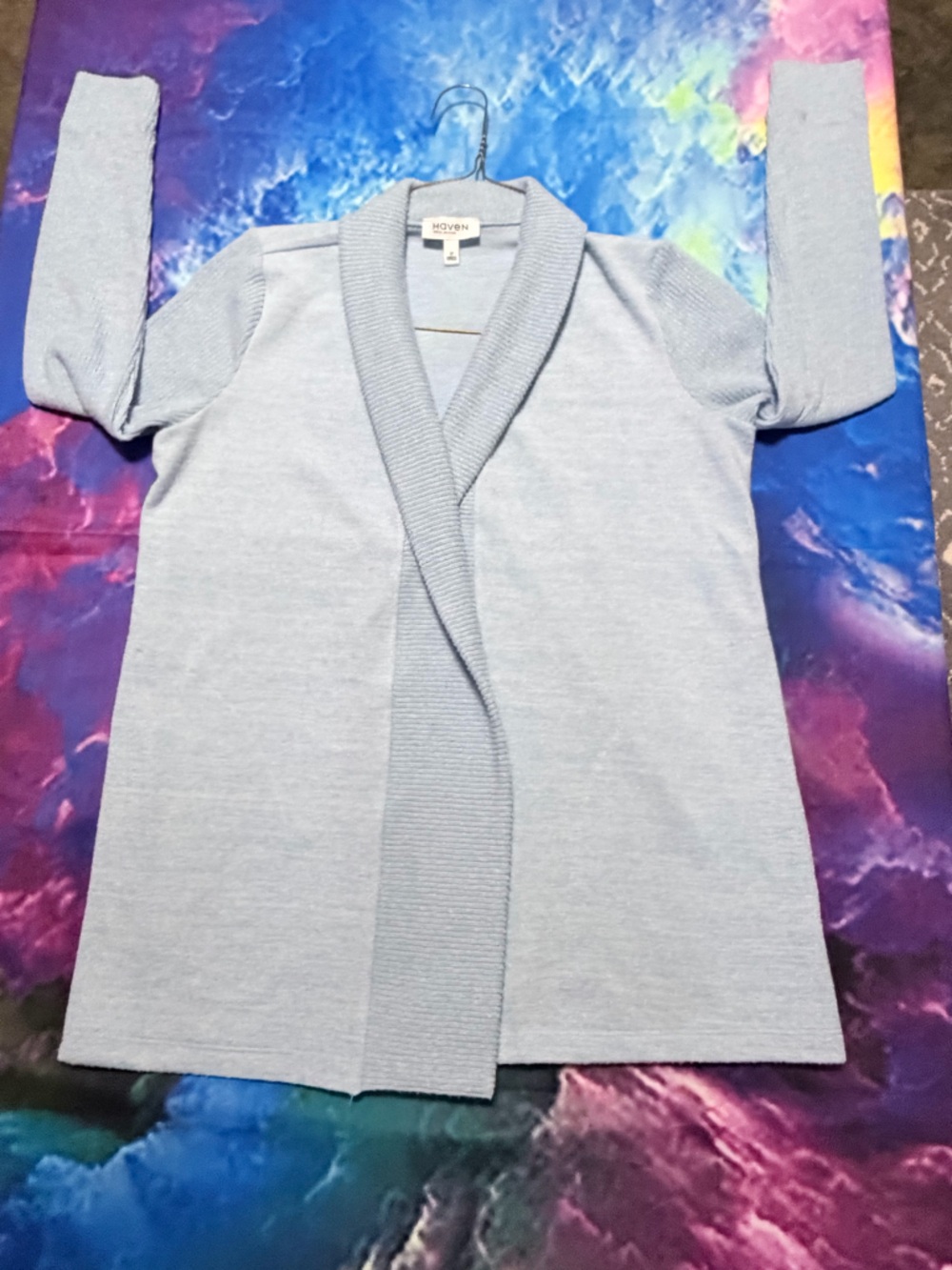Haven Light Blue Ribbed Knit Cardigan